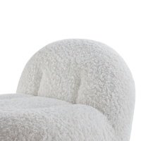 Fauteuil de salon confortable en tissu Teddy de style nordique moderne, housse ignifuge, structure en bois, pieds en acier inoxydable - Salon, chambre, hôtel