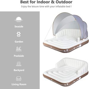 Île flottante gonflable <span class=keywords><strong>Giantex</strong></span> pour adultes avec pare-soleil rétractable SPF50+, 71" x 71", 2 porte-gobelets, dossier et accoudoirs - Product Image 2