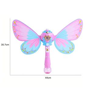 Baguette à bulles entièrement automatique avec ailes, lumières et musique, démarrage à une touche, bleu rose, 2 flacons de 50 ml, jouet d'été pour l'extérieur, cadeau pour enfants - Product Image 4