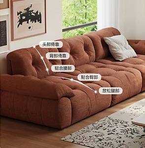 Sofá de tela chenilla con mechones, brazos y respaldo acolchados para sala de estar - Product Image 2