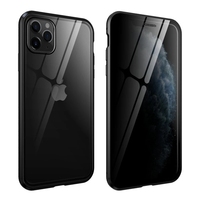 Coque de Téléphone Magnétique en Verre Trempé Anti-Espion + Bumper Métallique Double Face pour iPhone 13 12 11 X XS MAX XR