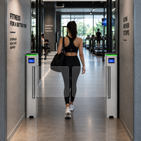 Barrière pivotante en acier inoxydable anti-pincement avec lecteur de carte RFID pour contrôle d'accès aux entrées des centres de fitness et gymnastiques