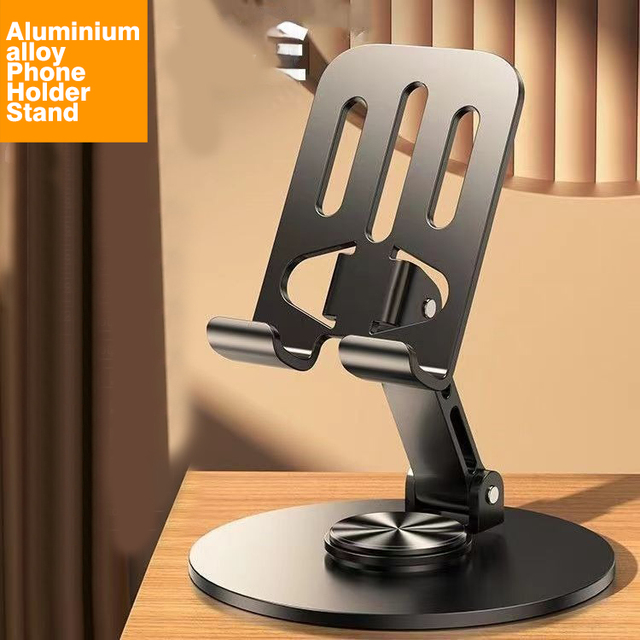 All Metal Aluminium Alloy Live Broadcast Mobile Phone Holder 360 Degree Rotation Adjustment Folding Lazy Tablet Desktop Stand