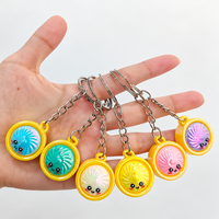 Porte-clés créatif en forme de dumpling, mignon, en PVC irisé, breloque alimentaire, pendentif de sac de dessin animé, accessoires pour cadeaux et faveurs de fête d'anniversaire