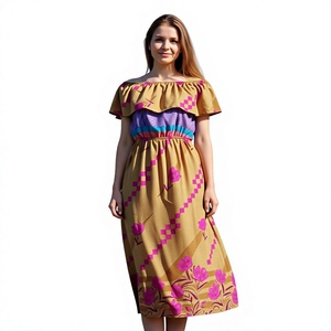 Robe de soirée longue sans manches pour femme en rayonne, style bohème vintage, simple, avec dentelle, pompons, boutons et fermetures éclair, doublure en soie - Tendance et élégante - Product Image 1