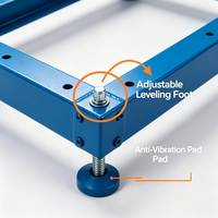 Châssis de base en tôle d'acier au carbone sur mesure avec pieds de nivellement réglables, bleu, anti-corrosion, pour machines minières