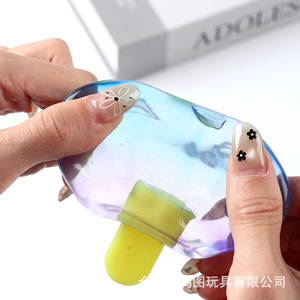 Juguete de simulación de helado de malta de plástico transparente con degradado de color, tipo paleta, para descompresión, en caja. - Product Image 5