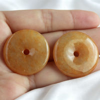 Pendentif de sécurité en jadéite jaune glace, Collier unisexe en jade en forme de donut, Chaîne de pull, Bijou
