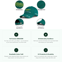 Gorra de Béisbol Personalizada Estilo Martin del Equipo Aston F1 con Logotipo Bordado, Gorra Deportiva Verde de 6 Paneles, Ajustable, para Piloto