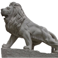 Statue de lion en pierre sculptée à la main, décoration de jardin, sculpture en pierre pour l'extérieur