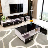 Table Basse Design Moderne Laquée pour Salon avec Tiroir Coulissant et Meuble TV Assorti