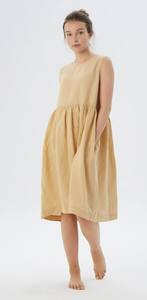 Vestido maxi de lino sin mangas suelto hecho a mano lavado suave en varios colores hasta la rodilla cintura natural para fiestas del Día de la madre - Product Image 2