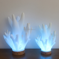 Lampe de chevet en bois avec lumière LED RGB 12 couleurs, rechargeable par USB, lampe décorative en corail imprimée en 3D pour enfants