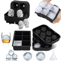 Moule à glaçons carré noir réutilisable en silicone pour la cuisine, le bar, le congélateur, les boissons, le whisky, le vin