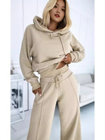 Ensemble pantalon et pull décontracté pour femme, deux pièces, couleur unie, col à capuche, respirant, tricot écologique, tissé