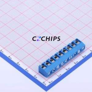 JL301-50009U01 <b>Screw</b> Terminal <b>Block</b> Through hole Component (THT),P=5mm Connector 1x9P 5mm Blue Through Hole - Product Image 1