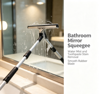 Grattoir à verre réglable en silicone avec poignée en acier inoxydable pour le nettoyage des fenêtres, des salles de bain et des sols
