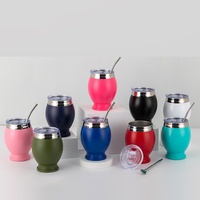 BORGE 12oz Double Paroi En Acier Inoxydable Vide Argentine Yerba Mate Gourde Mate Tasse À Thé Avec Bombollia Cuillère Paille