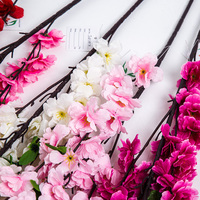 Tige de fleur artificielle réaliste en soie de qualité supérieure, rouge, rose, blanc, fleur de cerisier, décoration de la maison, mariage, fête des mères, Noël, bricolage