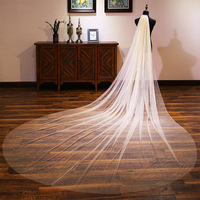 Voile de mariée élégant de 3,5 m, voile de cérémonie long pour fille, voile de mariée scintillant et exquis en tulle doux avec des points argentés pour voiles de mariée