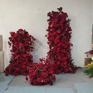 ดอกไฮเดรนเยียสีแดงเข้มประดิษฐ์สำหรับตกแต่งทางเดินงานแต่งงาน จัดดอกไม้สำหรับตกแต่งงานอีเว้นท์  ดอกไม้สีแดงเข้มสำหรับตกแต่งโต๊ะ - Product Image 5