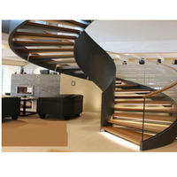 Escalier en colimaçon en verre incurvé de haute qualité pour villa de luxe, design d'escalier intérieur, prix des escaliers en spirale
