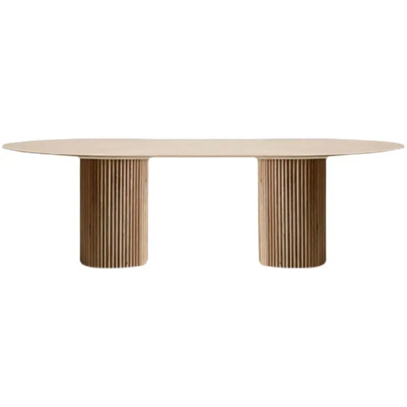 北欧無垢材楕円形ダイニングテーブルモダンホームコーヒーショップテーブルダイニングテーブルセット