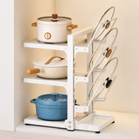 Étagère de rangement multifonctionnelle réglable à cinq niveaux en acier au carbone pour évier de cuisine, montage facile pour casseroles
