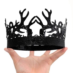 Commercio all'ingrosso Full round King Queen Crown Retro Black Crown Performance puntelli Beauty Queen Birthday Crown - Product Image 2