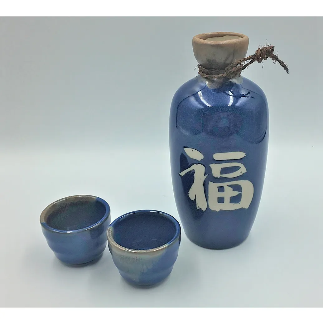 Durable trade ceramic Japanese sake set with warmer portable
