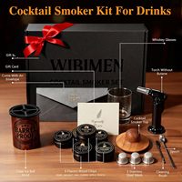 Kit Fumeur de Whisky, Machine à Boules de Glace Cristallines, Torche, 6 Saveurs de Copeaux de Bois, pour Cocktails Old Fashioned, Fumer le Bourbon, Cadeau pour Hommes
