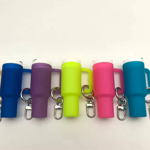 Popular Mini Water Cup Carabiner Keychain Plastic Pendant with Digital Printing Solid Color for Gift Business Promotion