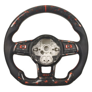 Volante de Fibra de Carbono Forjado en Rojo para Volkswagen <span class=keywords><strong>MK7</strong></span> <span class=keywords><strong>GTI</strong></span> R <span class=keywords><strong>Golf</strong></span> 7 <span class=keywords><strong>Golf</strong></span> 6 <span class=keywords><strong>MK7</strong></span> <span class=keywords><strong>MK7</strong></span>.5 Passat B8 Scirocco - Product Image 1