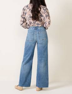 Jean en denim coupe ample taille mi-haute à jambe large - Style streetwear décontracté, lavable, toutes saisons - Product Image 3