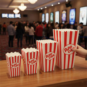 Boîtes à popcorn personnalisées avec logo imprimé, emballage écologique pour collations, pour <span class=keywords><strong>cinéma</strong></span>, fête, alimentaire, carton de qualité alimentaire, bac à popcorn - Product Image 1