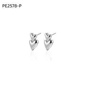 Amy Amy Heart <b>Stud</b> Earrings <b>Silver</b> Plated For Women Fashion Jewelry Gift - Product Image 1