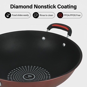 Panela <span class=keywords><strong>Wok</strong></span> de Ferro Fundido 34cm com Revestimento Antiaderente Diamantado, Panela Funda para Fritar com Alça Dupla para Fogão a Gás - Product Image 3