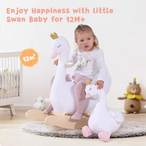 Cheval à <span class=keywords><strong>bascule</strong></span> pour enfants <span class=keywords><strong>Cygne</strong></span> blanc avec petite poupée en peluche Jouets Animal en peluche à <span class=keywords><strong>bascule</strong></span> en bois pour enfants de 6 mois Garçons et filles - Product Image 5