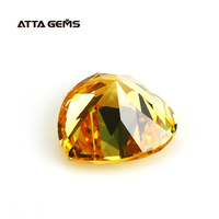 Pierres synthétiques en zircone cubique de forme cœur jaune doré de 3x3 mm à 8x8 mm