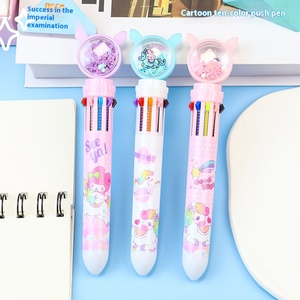 Cartone animato unicorno paillettes penna a sfera dieci colori studente Multi-funzione Push proiettile 0.7mm larghezza scrittura animale per conto mano - Product Image 1
