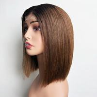 Perruque de cheveux humains ultra-lisses Super Double Drawn SDD 10 pouces, cheveux vierges vietnamiens, fermeture en dentelle 2x6, perruque courte bob sans colle
