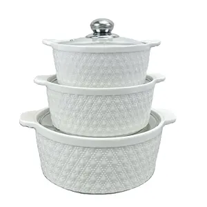 Wholesale ceramic soup & stock pots small pot soup cookware with glass lid ceramic casserole soup pot with lid