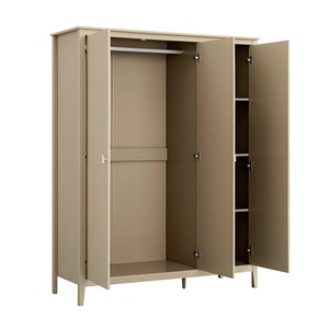 Armadio Moderno in Legno a 3 Ante con Asta Appendiabiti, Ripiani Regolabili e Maniglie Dorate <span class=keywords><strong>per</strong></span> Camera da Letto - Product Image 2