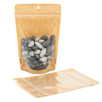 Sachets Doypack en papier kraft brun de qualité alimentaire avec fenêtre transparente frontale et fermeture éclair refermable pour aliments pour animaux de compagnie