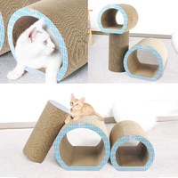 All-For-Paws 3 en 1 : Griffoir pour chat, niche en carton, durable, repose-chat, tunnel pour chats d'intérieur et chatons