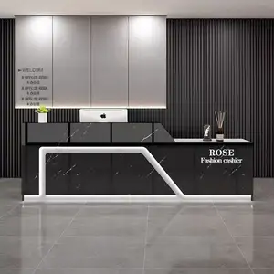 Modern Company Reception Desk Fiberglass and Wood for Beauty Salon Clothing Shop Hairdressing Home Office Hotel or Gym Use