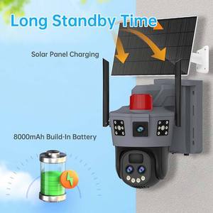 Ứng dụng okam mới màu xám 9mp thực 3 ống kính Hệ thống <span class=keywords><strong>camera</strong></span> năng lượng mặt trời trong nhà ngoài trời an ninh wifi năng lượng mặt trời 4G Thẻ Sim <span class=keywords><strong>Camera</strong></span> an toàn - Product Image 4