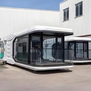 Contenedor de casa móvil prefabricado con estructura de acero personalizable de lujo Cápsula espacial inspirada en material impermeable para patio - Product Image 1