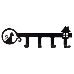 Logotipo personalizado Decoración de la pared Colgador de ropa montado Gancho para abrigos Llavero Estante Diseño de metal Gancho para llaves de gato de dibujos animados personalizado - Product Image 3