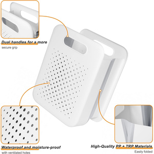 Custom <b>Mesh</b> <b>Plastic</b> Portable Double Tier Clothing Organizer Hamper for Bathroom with 2 Compartments - Product Image 3